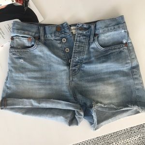 Madewell light wash high waisted denim shorts